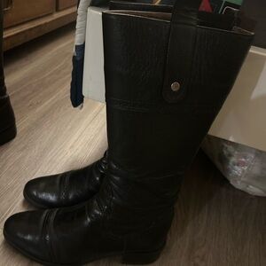 Black tall leather boots